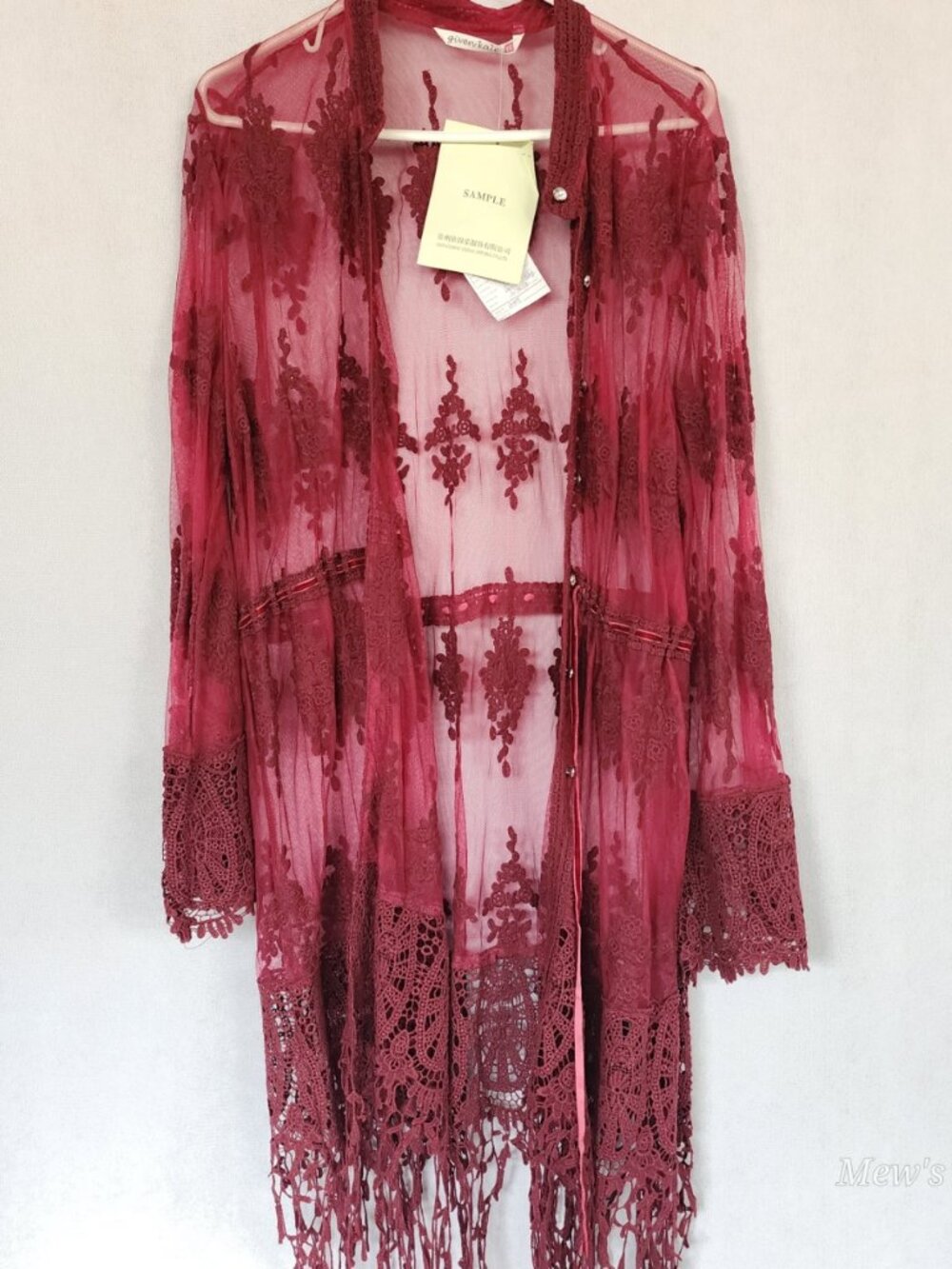 NWOT - Given Kale/ Indigo (SAMPLE item) Long Sleeve Lace See-Through Dress with